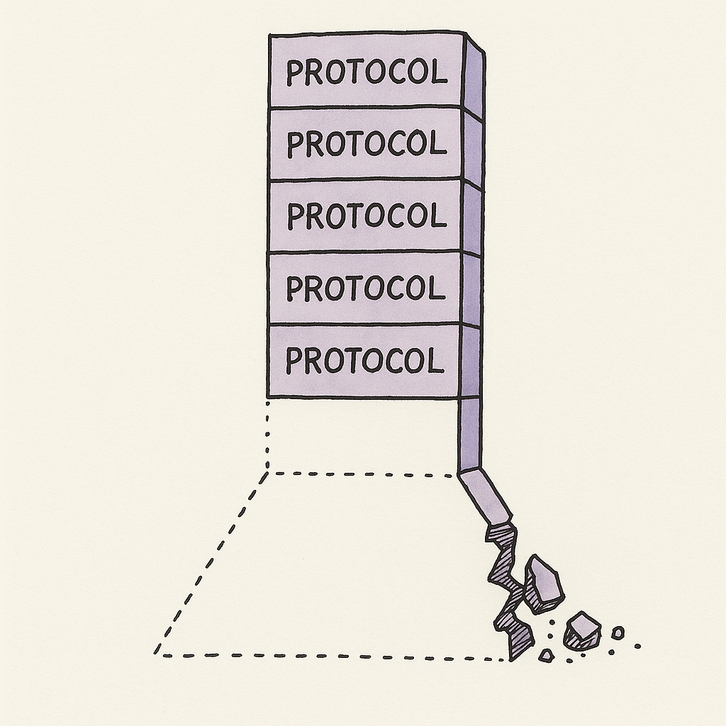 Diagram showing protocol layers stacking without a foundation