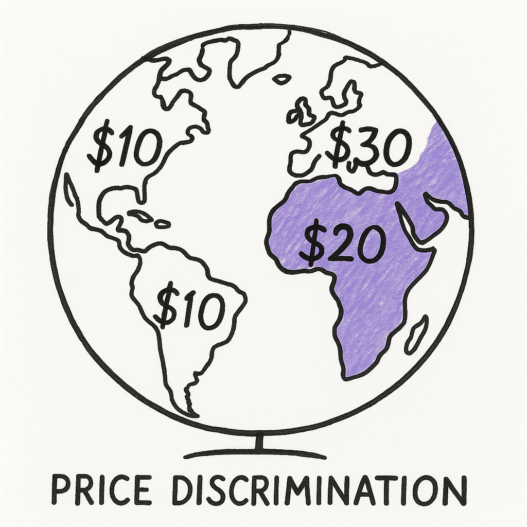 World map showing tiered pricing strategies for cultural institutions