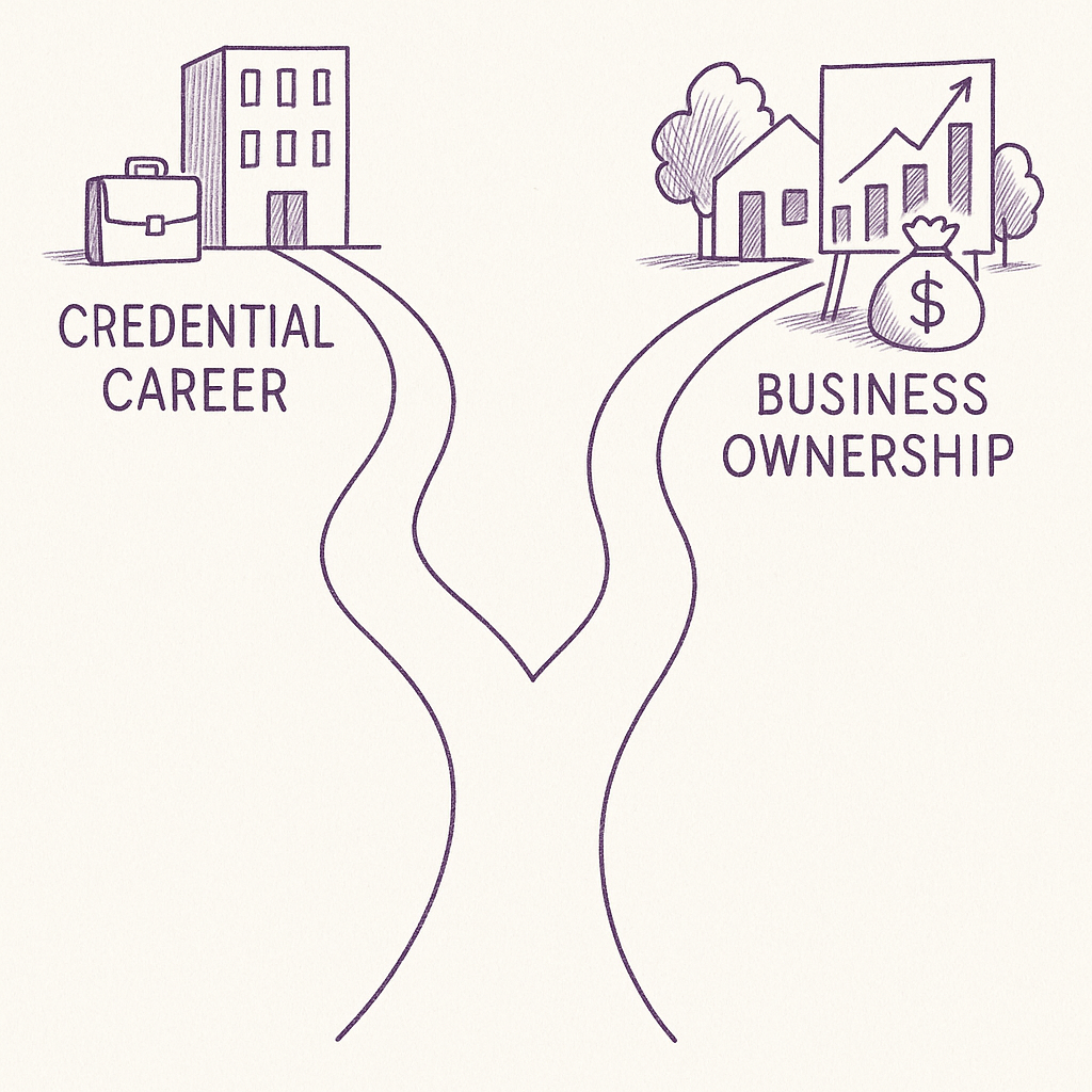 Business ownership versus credentialed employment wealth outcomes