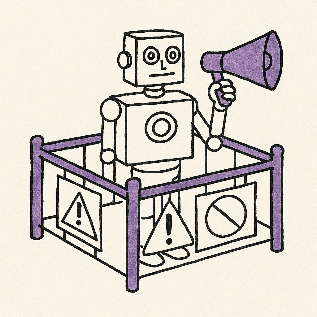 An illustration of the tension between AI innovation and brand safety in marketing