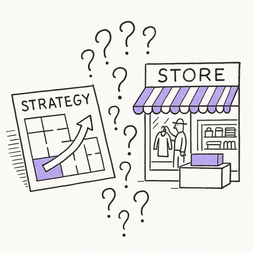 A conceptual illustration of the gap between retail strategy and customer experience
